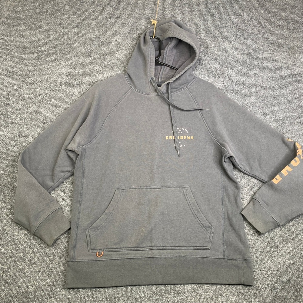 Grundens Loyal to the Seas Hoodie Mens Medium Gray Pullover Sweatshirt 50213